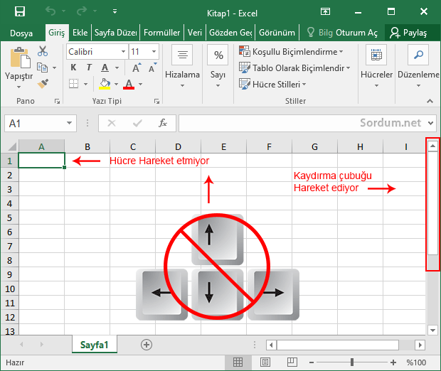 Excel Yön Tuşları Çalışmıyor, Nasıl Düzeltilir?