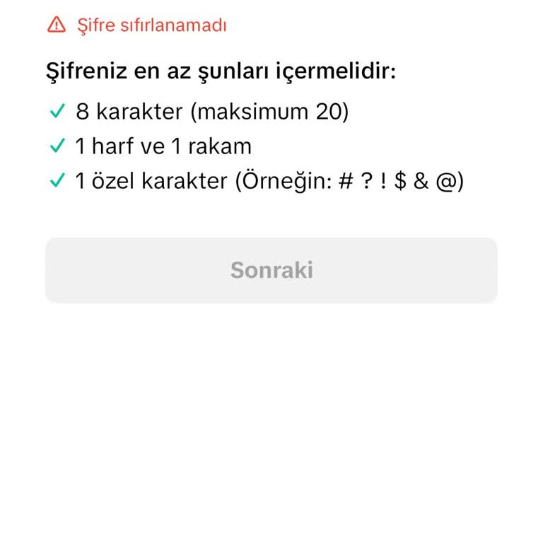 TikTok Şifre Sıfırlanamadı Hatası ve Çözümü